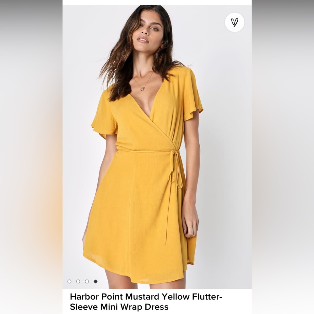 Lulus Harbor Point Mustard Yellow Flutter Dress
